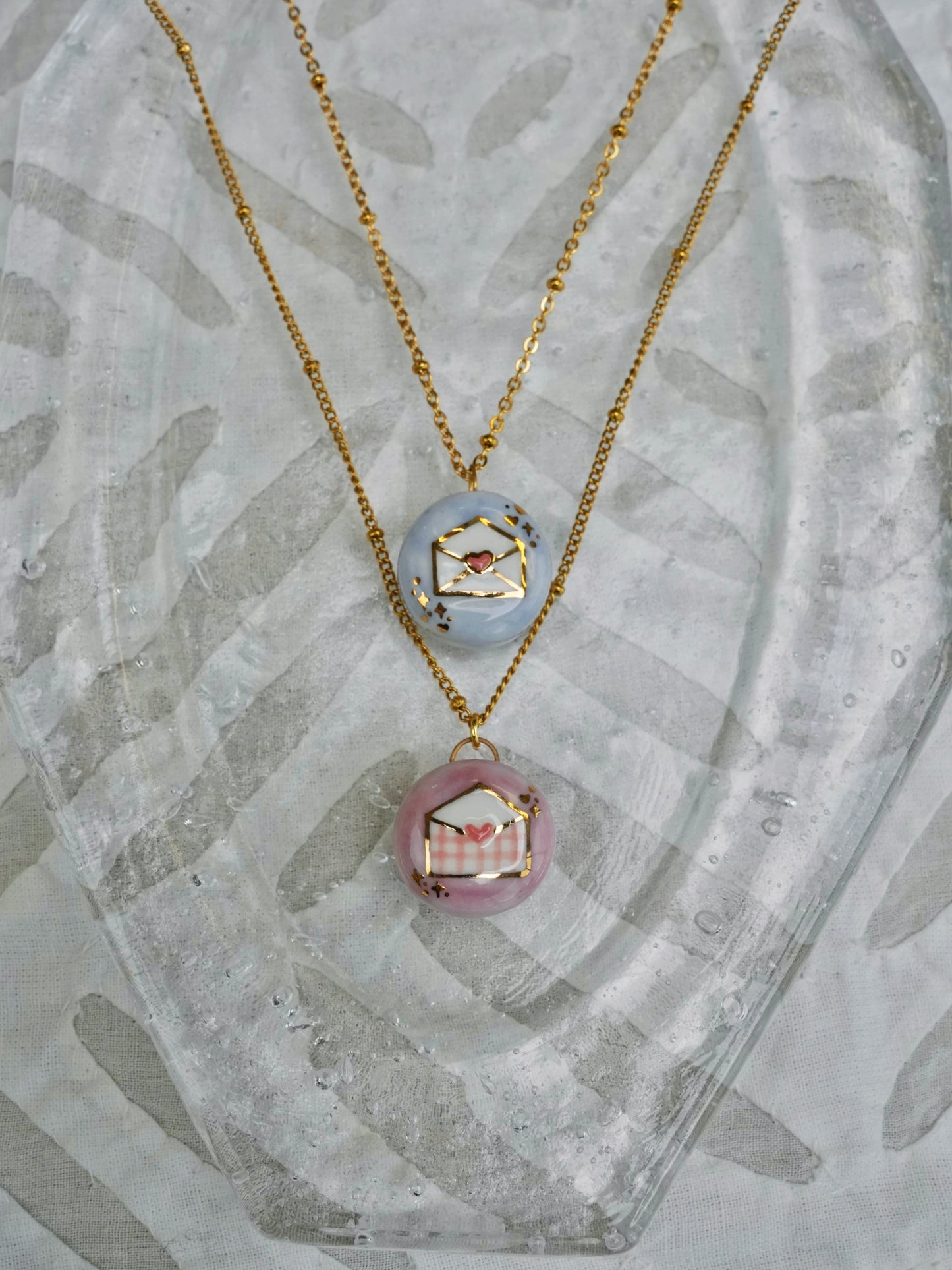 Candy Bean l Handmade Gilded Relief Ceramic Pendant